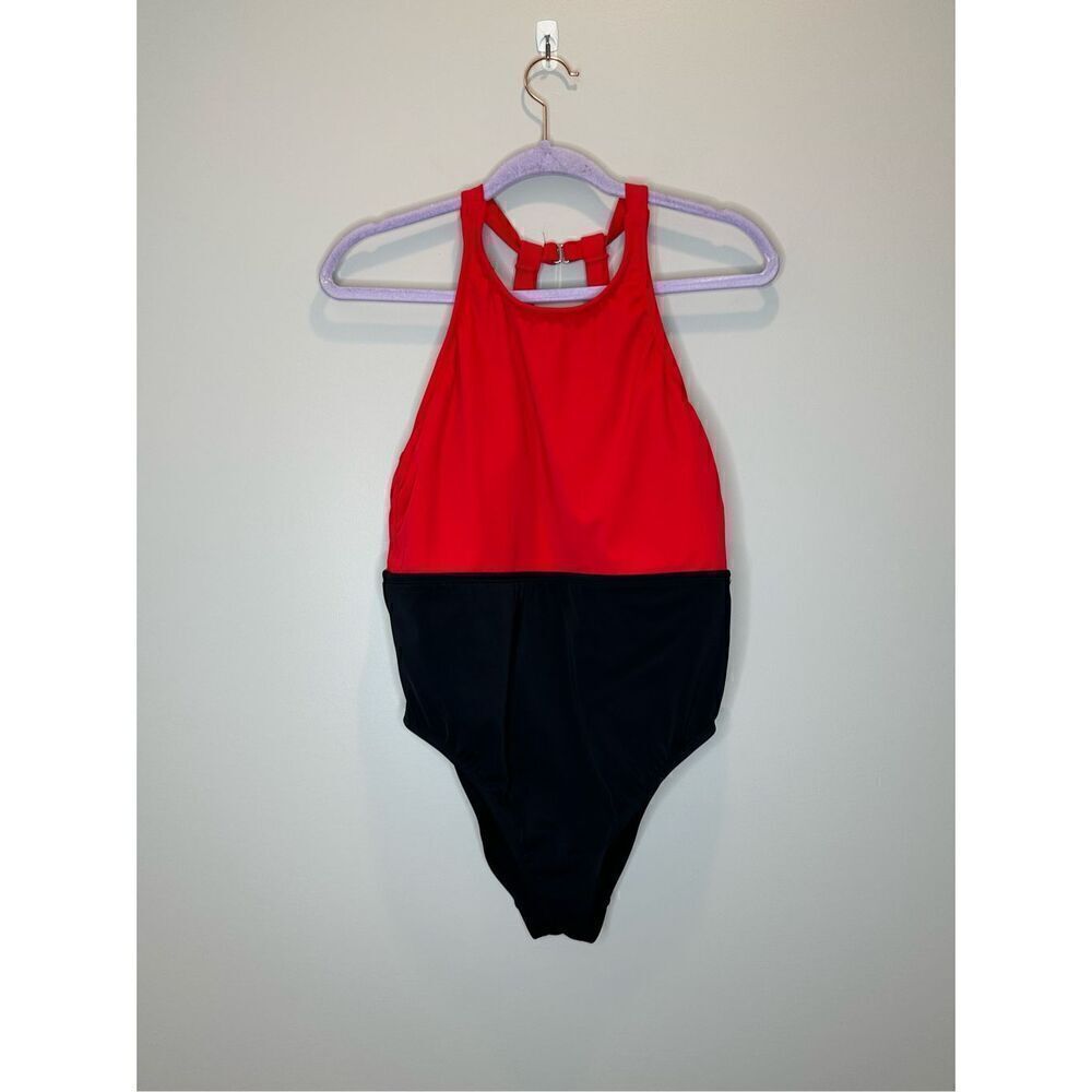 Ecobeach Red and Black one piece Swimsuit Size Large